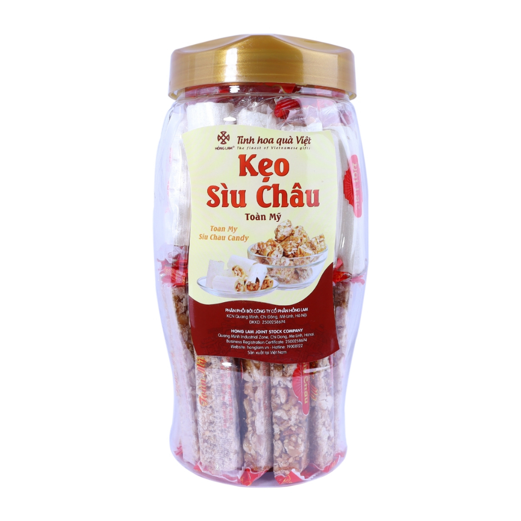 Kẹo sìu Châu đặc biệt Hồng Lam, hộp (500gr). Bao gồm cả kẹo lạc sìu châu và kẹo dồi