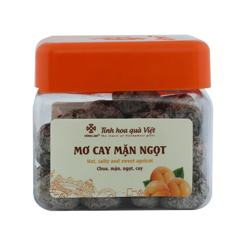 Ô mai (xí muội) mơ cay mặn ngọt Hồng Lam hộp (200gr, 300gr, 500gr). Có vị cay, mặn, ngọt chua