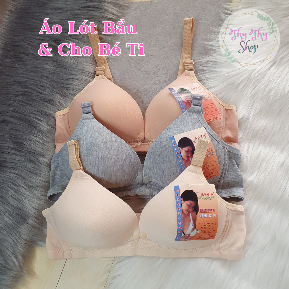 Áo Lót Ngực Bầu Và Cho Con Bú Sau Sinh Nâng Ngực Thun Cotton Không Gọng Đệm Mút Mỏng Chống Xệ Thấm Hút Tốt Thoải Mái