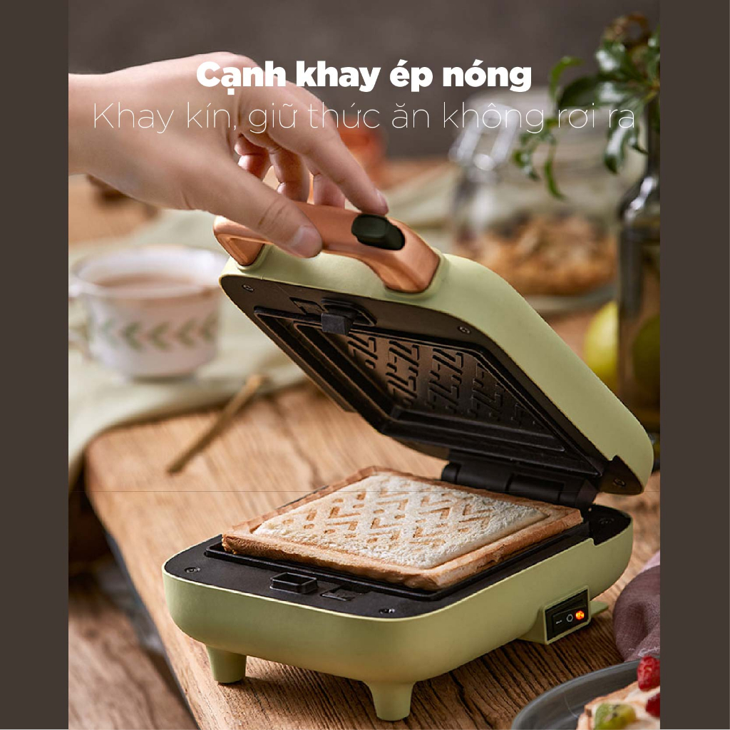 Máy Kẹp Nướng Bánh Mì, Sandwich Đa Năng Bear DBC C06M1, 600W, Làm Bánh Waffle, Hình DángThú, Hàng Chính Hãng, BH 18th