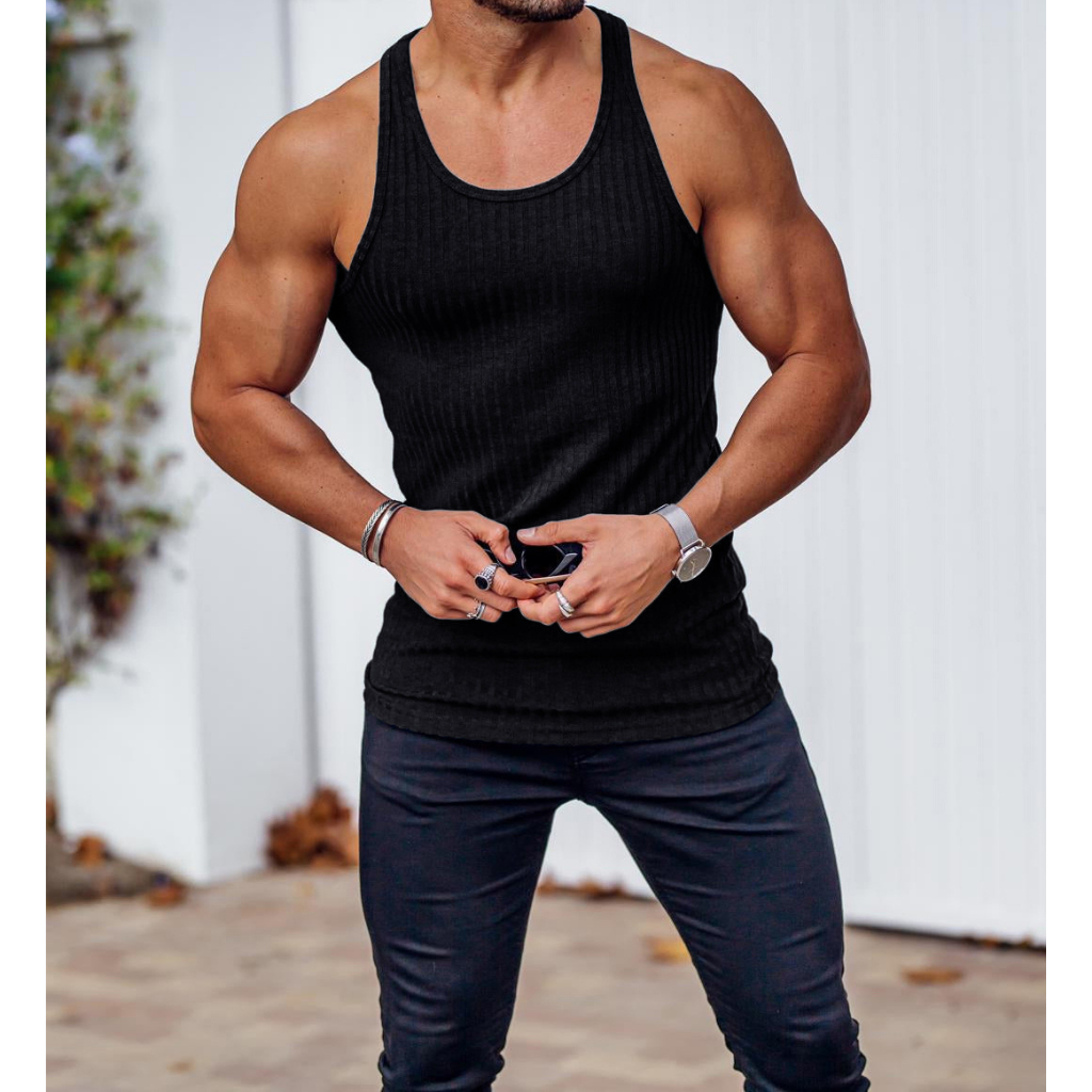 Áo 3 lỗ thể thao nam cotton gân to Gymplus,áo ba lỗ tập gym thể thao dành cho nam co giãn thấm hút mồ hôi