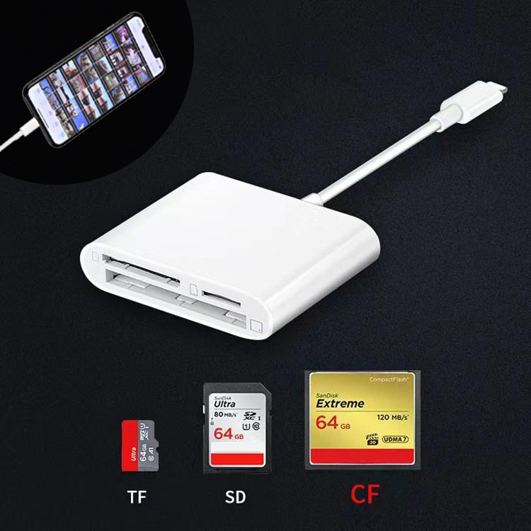 Đầu Đọc Thẻ Nhớ TF / SD / CF Cho Điện Thoại IOS Cap OTG Chính hãng tốc độ cao ( 3 Trong 1)