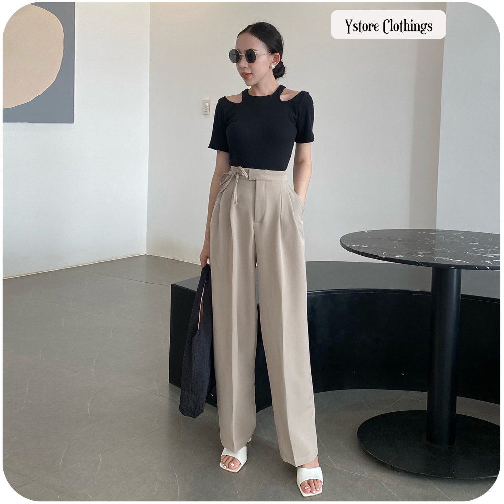 Áo Thun Nữ Ngắn Tay Cổ Tròn Ôm Gân Thiết Kế Khoét Vai Độc Đáo Tôn Dáng - Thời Trang Hàn Quốc - Ystore Clothings