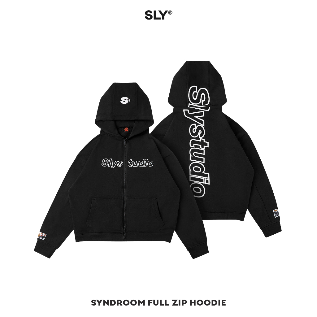 Áo hoodie zip SLY Syndroom màu đen