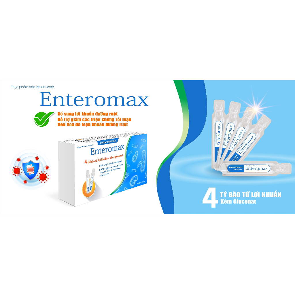 Men ống Vi sinh ENTEROMAX -CÂN BẰNG HỆ VI SINH RUỘT-GIẢM TIÊU CHẢY, ĐẦY HƠI, KHÓ TIÊU