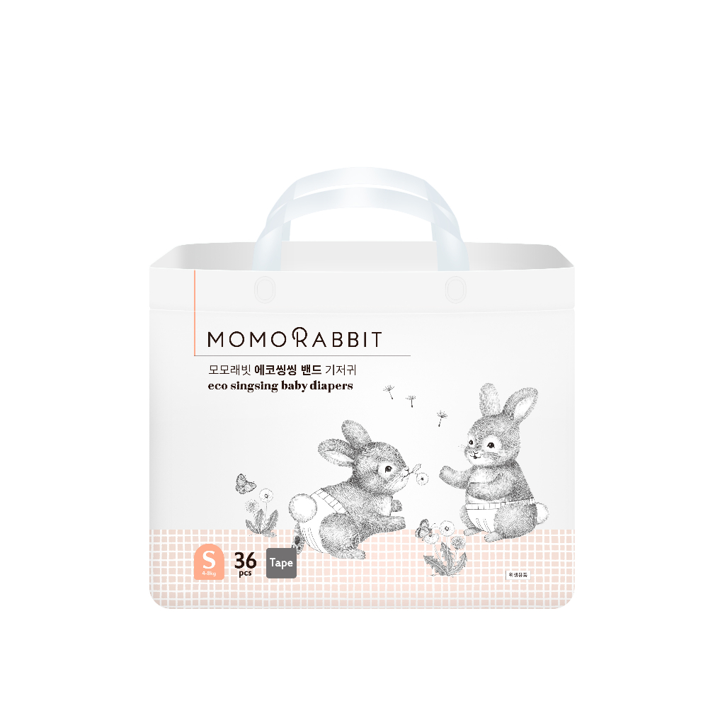 Combo 2 thùng 8 bịch - Bỉm dán Momo Rabbit Hàn Quốc - Size S/M/L/XL