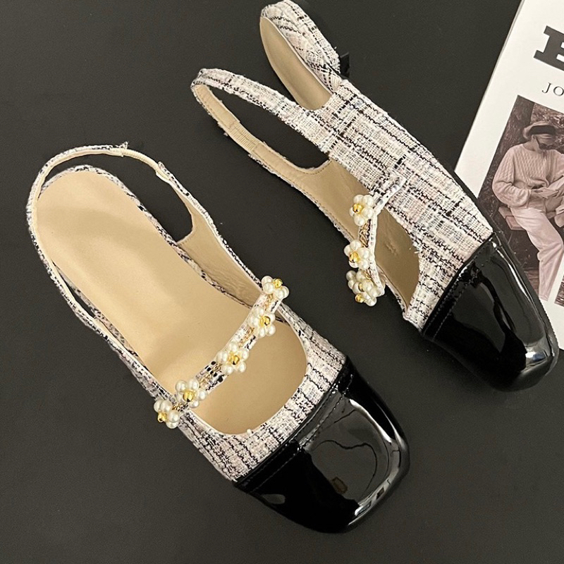 Giày bệt quai ngang đính vòng hoa tiểu thư , giày búp bê xinh dành cho nữ