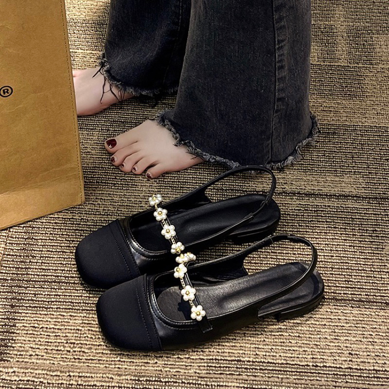 Giày bệt quai ngang đính vòng hoa tiểu thư , giày búp bê xinh dành cho nữ