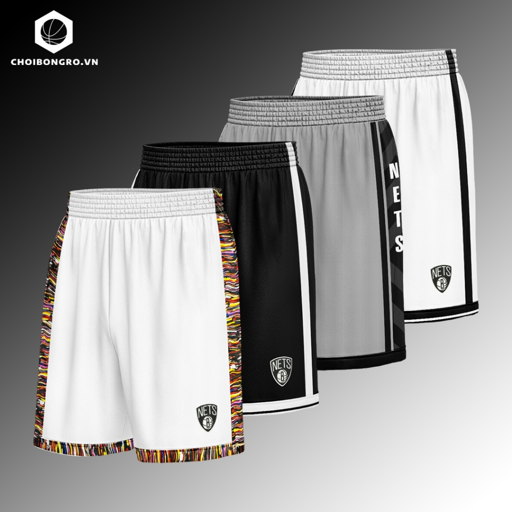 Quần bóng rổ NBA Brooklyn Nets - Vải thể thao, mỏng, thấm thoát mồ hôi, dễ mặc