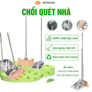 Chổi Quét Nhà Alix Chất Liệu Inox Kèm Hót Rác Cán Dài Tiện Lợi