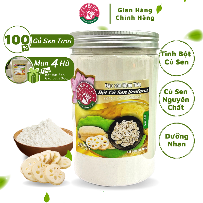 Tinh Bột Củ Sen Nguyên Chất Đồng Tháp - Dưỡng Nhan, Giảm Cân, Ngủ Ngon - Senfarm