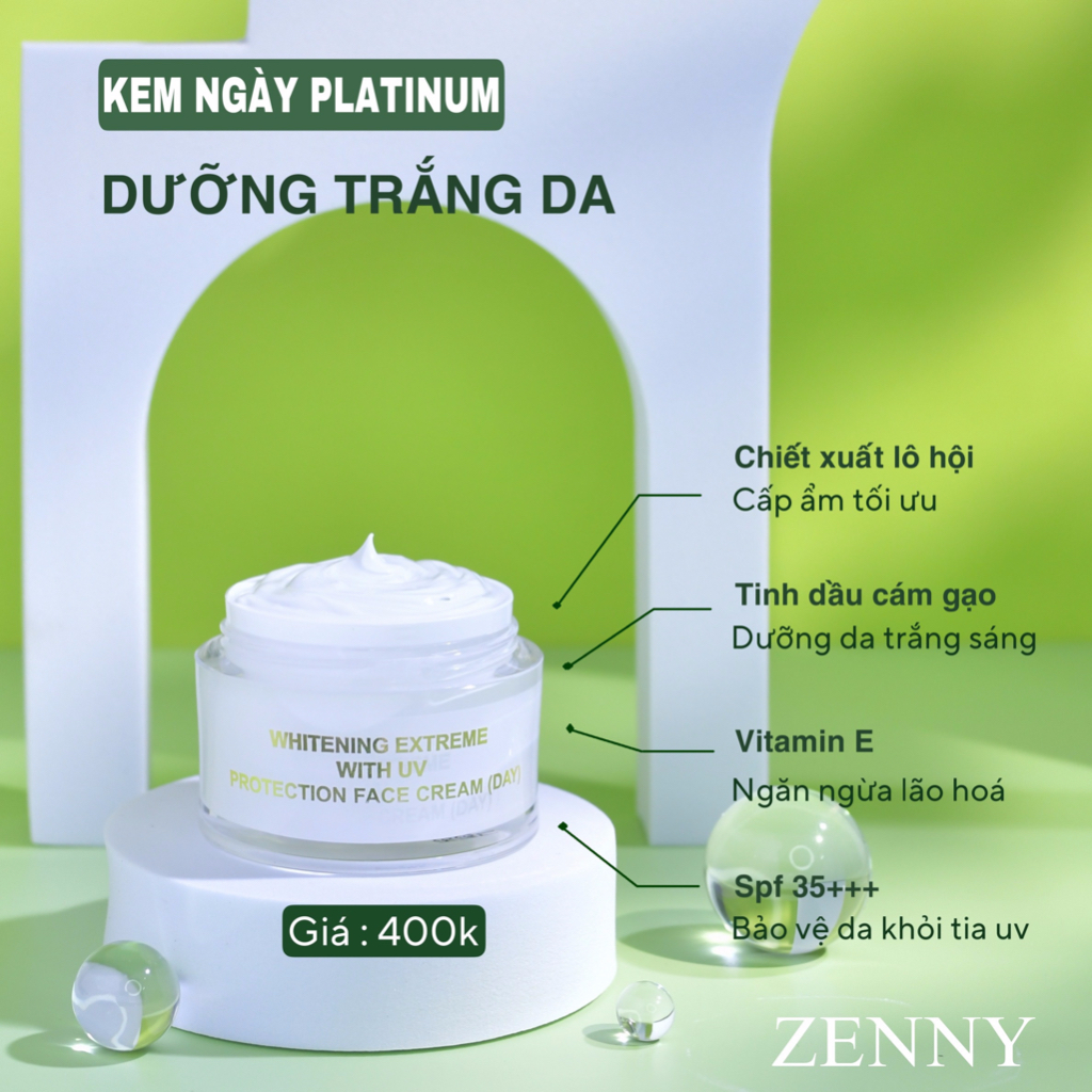 Kem face ban ngày Zenny Platinum, Dưỡng sáng da, ngăn ngừa sạm nám, tàn nhang