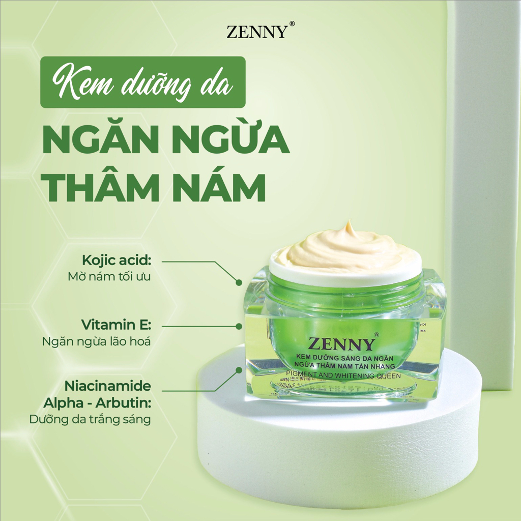 Combo kem face zenny cao cấp, ngăn ngừa sạm, nám, tàn nhang, da không đều màu