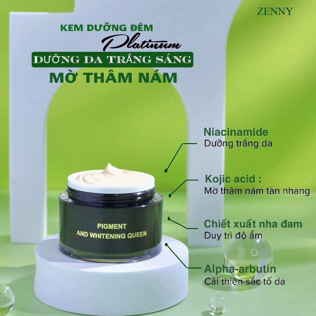 Kem ban đêm ngăn ngừa sạm nám, tàn nhang, mun, Zenny Platinum