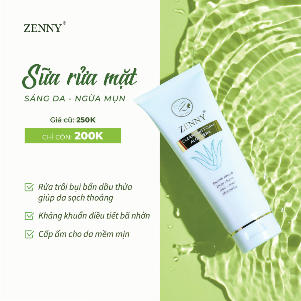 Sữa rửa mặt Zenny-làm sạch sâu từ bên trong-cấp ẩm, giúp da trắng sáng mịn màng
