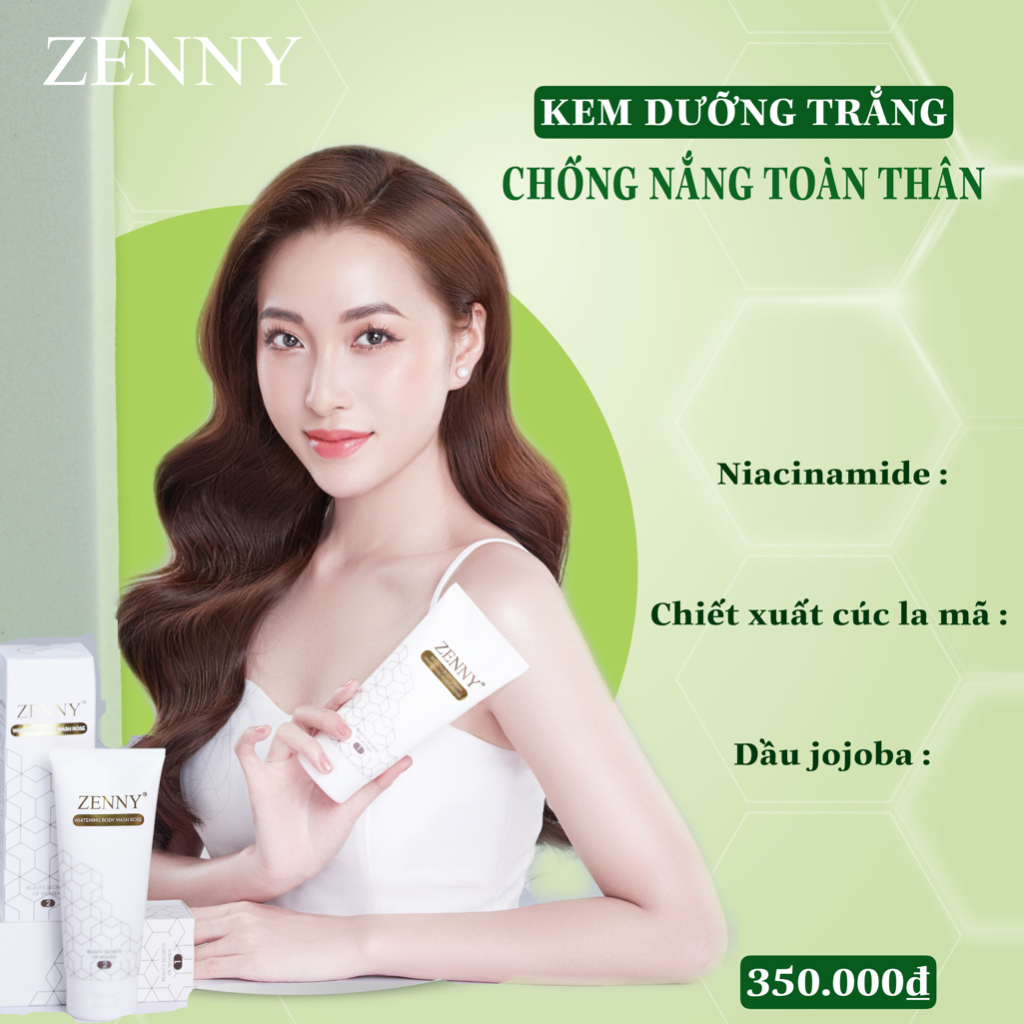 Kem body thiên nhiên Zenny-bật tone ngay sau khi thoa, làn da trắng hồng tự nhiên