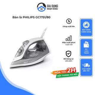 Bàn là hơi nước cầm tay philips gc1751/80, bàn ủi hơi nước, công suất 2000w, bình chứa 220ml, là phẳng nhanh, nhập đức