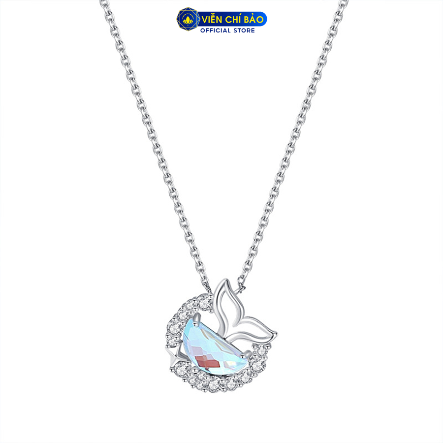 Dây chuyên bạc nữ đuôi cá đá moonstone chất liệu bạc Ý 925 thời trang phụ kiện trang sức Viễn Chí Bảo D000575