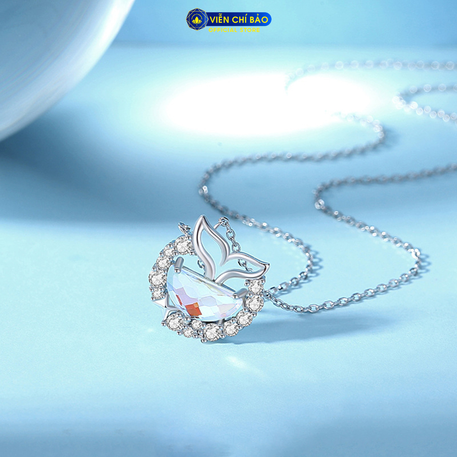 Dây chuyên bạc nữ đuôi cá đá moonstone chất liệu bạc Ý 925 thời trang phụ kiện trang sức Viễn Chí Bảo D000575
