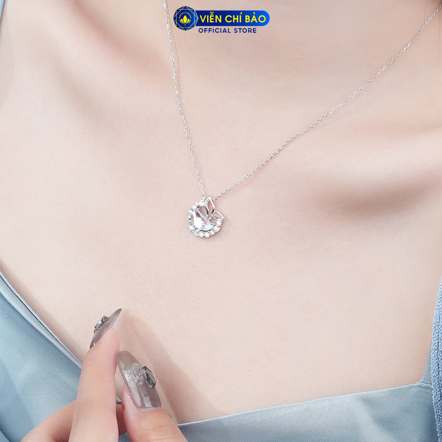 Dây chuyên bạc nữ đuôi cá đá moonstone chất liệu bạc Ý 925 thời trang phụ kiện trang sức Viễn Chí Bảo D000575