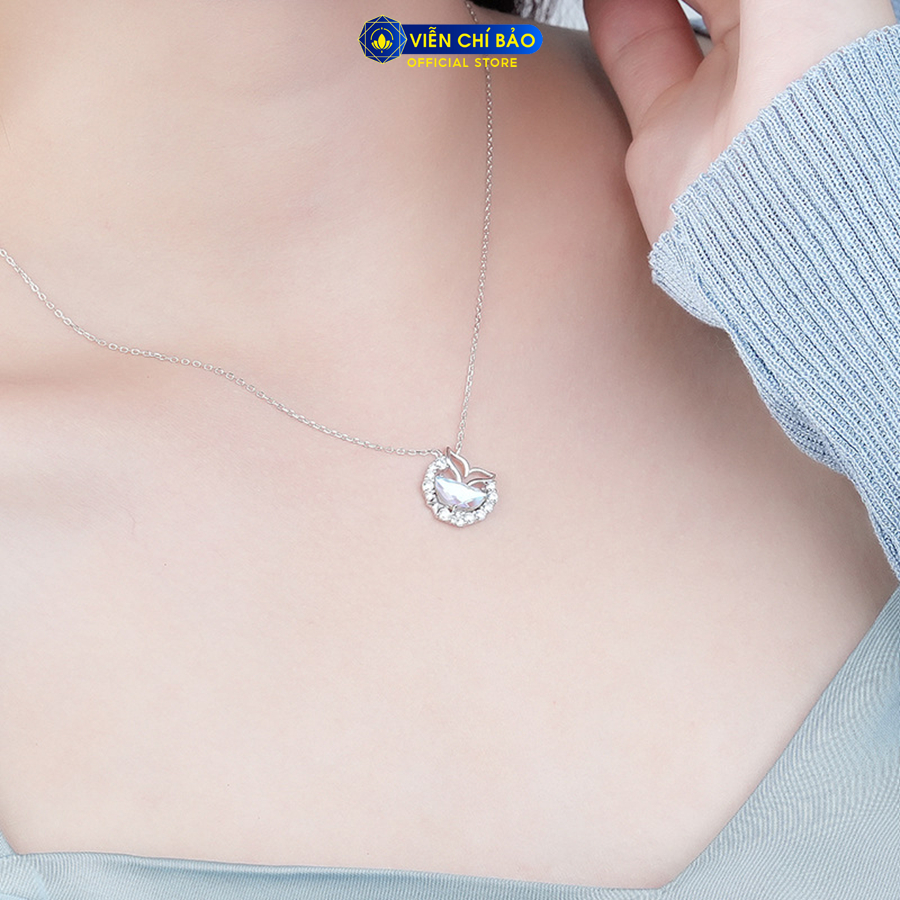 Dây chuyên bạc nữ đuôi cá đá moonstone chất liệu bạc Ý 925 thời trang phụ kiện trang sức Viễn Chí Bảo D000575