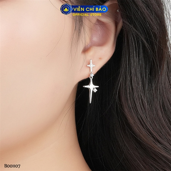 Bông tai bạc nữ ngôi sao twinkle chất liệu bạc Ý 925 thời trang phụ kiện trang sức Viễn Chí Bảo B001107