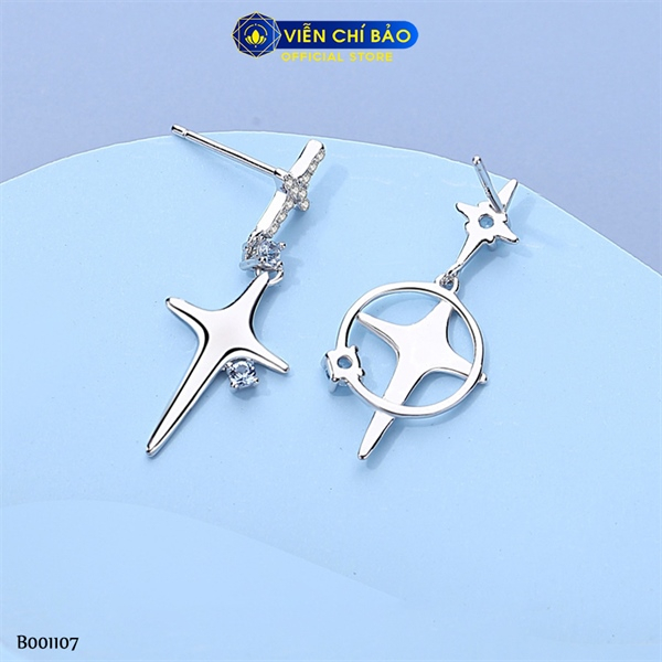 Bông tai bạc nữ ngôi sao twinkle chất liệu bạc Ý 925 thời trang phụ kiện trang sức Viễn Chí Bảo B001107
