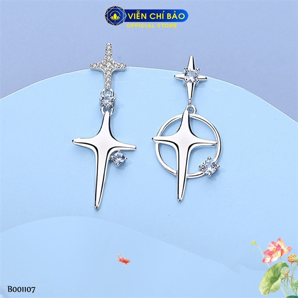 Bông tai bạc nữ ngôi sao twinkle chất liệu bạc Ý 925 thời trang phụ kiện trang sức Viễn Chí Bảo B001107