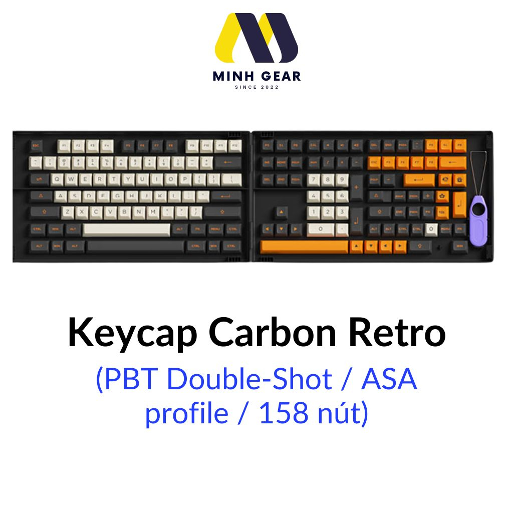 Bộ keycap AKKO Carbon Retro dùng cho bàn phím cơ (PBT Double-Shot / ASA profile / 158 nút)