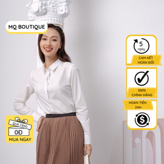 Áo sơ mi nữ trắng dài tay cao cấp công sở màu trắng dáng cơ bản nẹp dấu cúc , áo sơ mi thiết kế MQ Boutique