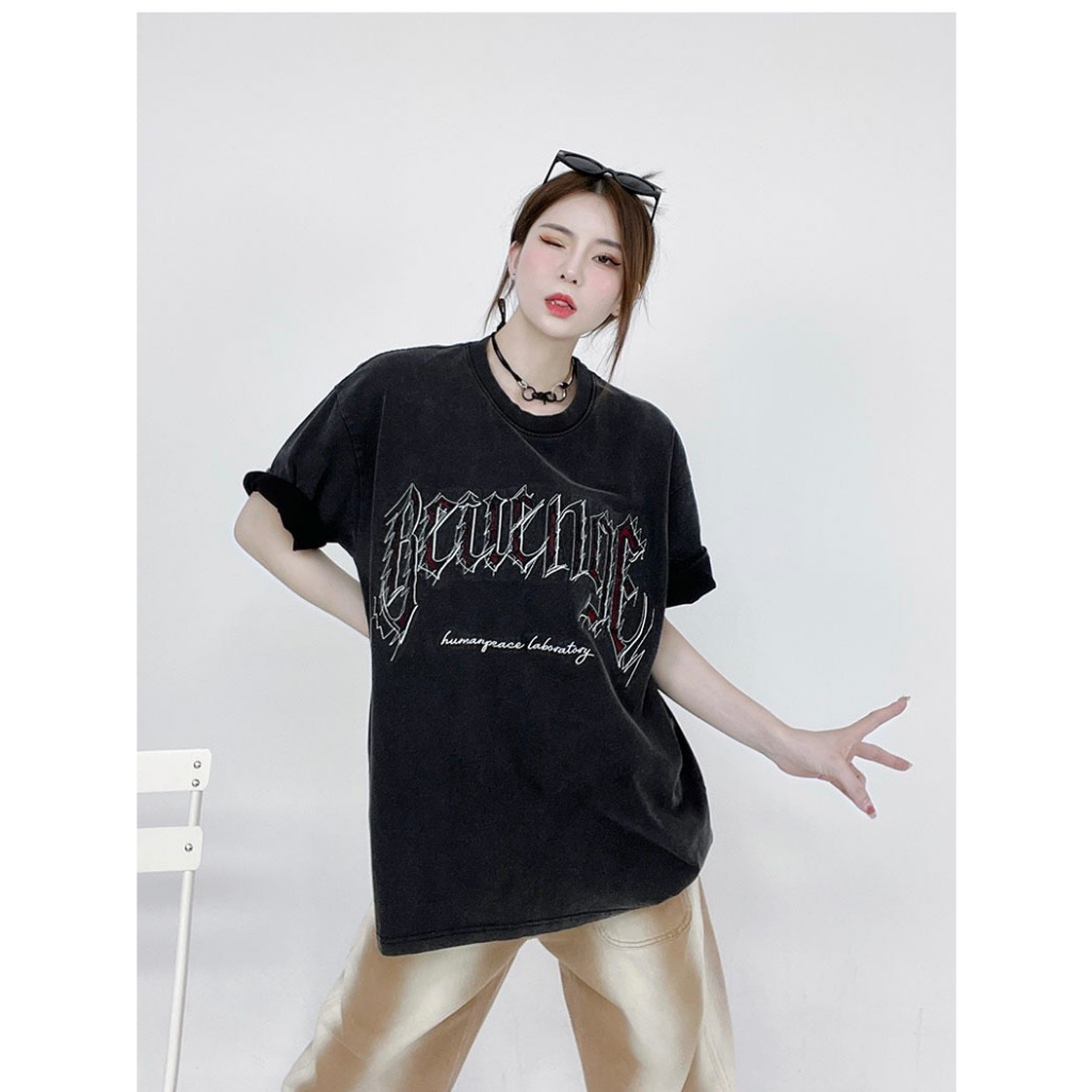 Áo thun wash chính hãng ATHANOR form rộng tay lỡ cotton 100% premium mẫu HUMANPEACE