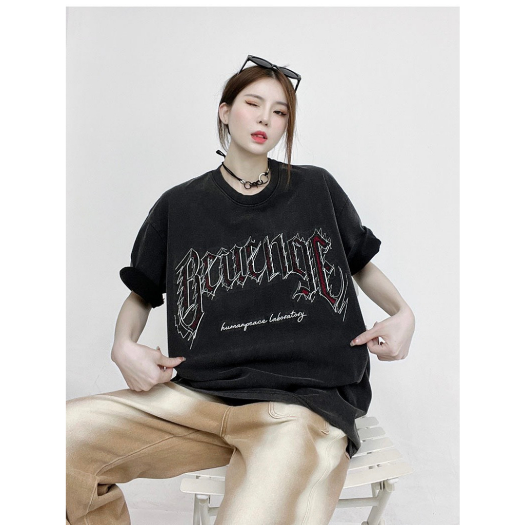 Áo thun wash chính hãng ATHANOR form rộng tay lỡ cotton 100% premium mẫu HUMANPEACE