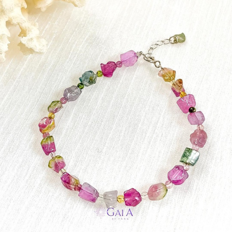 Vòng Tay Đá Tourmaline Bicolor Thô - Gaia By Yang