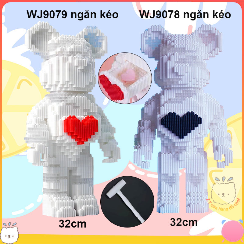 LEGO Gấu bearbrick Jinx Đồ chơi lắp ráp lego Mô hình 3D size 32/35cm món quà của tình yêu quà tỏ tình