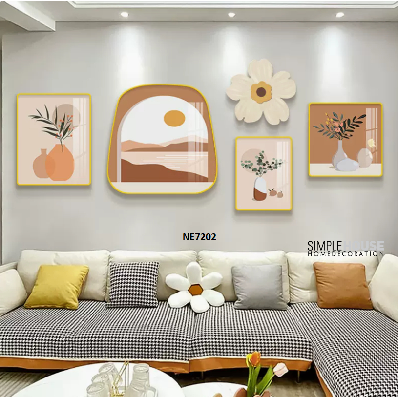 Tranh Tráng Gương Tích Hợp Mix Match Bộ 5, Treo Tường/Decor Trang Trí Nhà Cửa, Làm Quà Tặng - Simple House