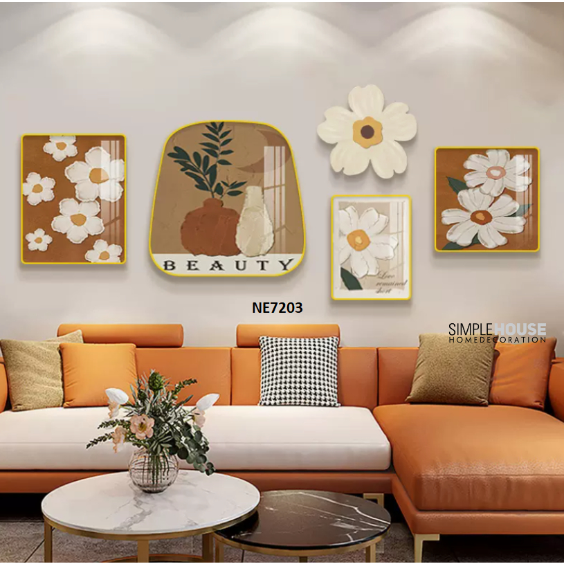 Tranh Tráng Gương Tích Hợp Mix Match Bộ 5, Treo Tường/Decor Trang Trí Nhà Cửa, Làm Quà Tặng - Simple House
