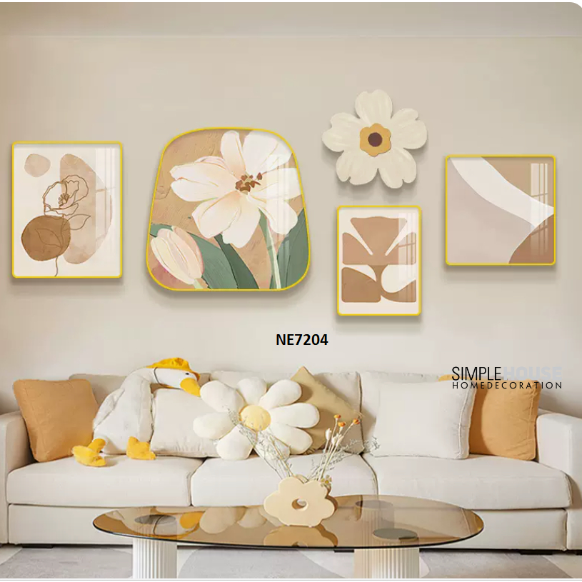 Tranh Tráng Gương Tích Hợp Mix Match Bộ 5, Treo Tường/Decor Trang Trí Nhà Cửa, Làm Quà Tặng - Simple House