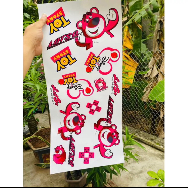 Tem Chế Trang Trí Xe Máy,Ô Tô,Láp Tóp,Điện Thoại Mẫu Gấu Dâu.