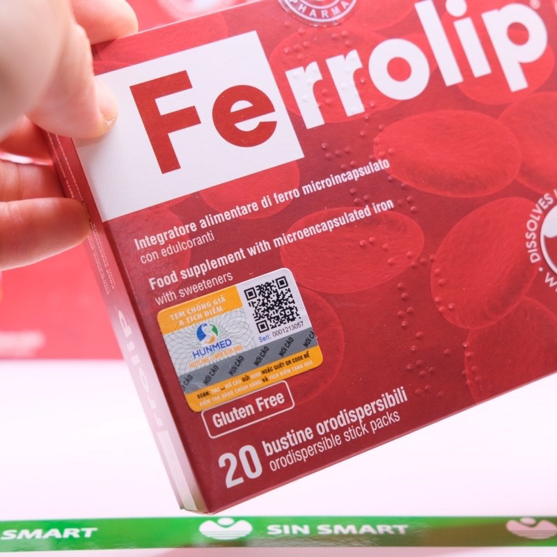 Sắt Bột Buccal Tan Ngay Trong Miệng Ferrolip bổ sung sắt cho phụ nữ mang thai Hộp 20 gói OCO KIDS