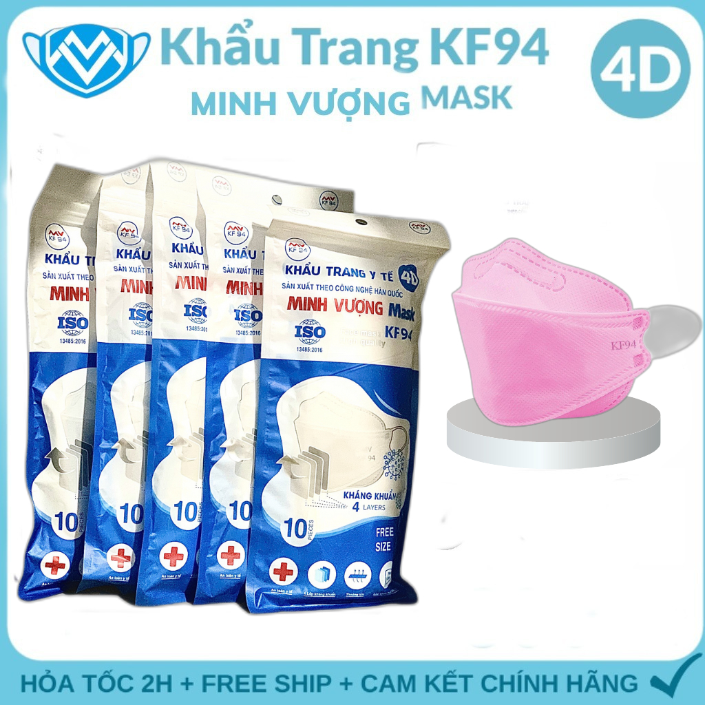 [ 1 thùng - 300 cái ] Khẩu trang 4 lớp kf94 MINH VƯỢNG - chống bụi mịn và kháng khuẩn