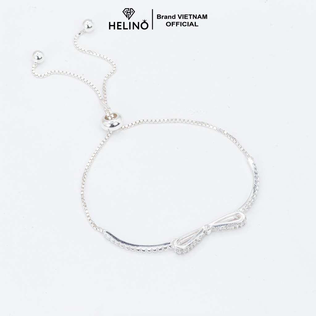 Lắc Tay Bạc Nữ Helino Dây Rút Dải Nơ Đính Full Đá Cao Cấp Trang Sức Cá Tính V17