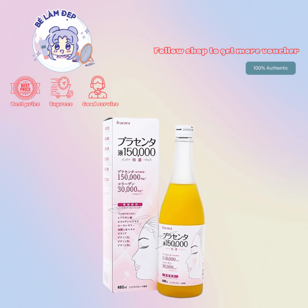 Nước Uống Nhau Thai Cừu Hỗ Trợ Chống Lão Hóa Da Fracora Placenta Liquid 150,000mg