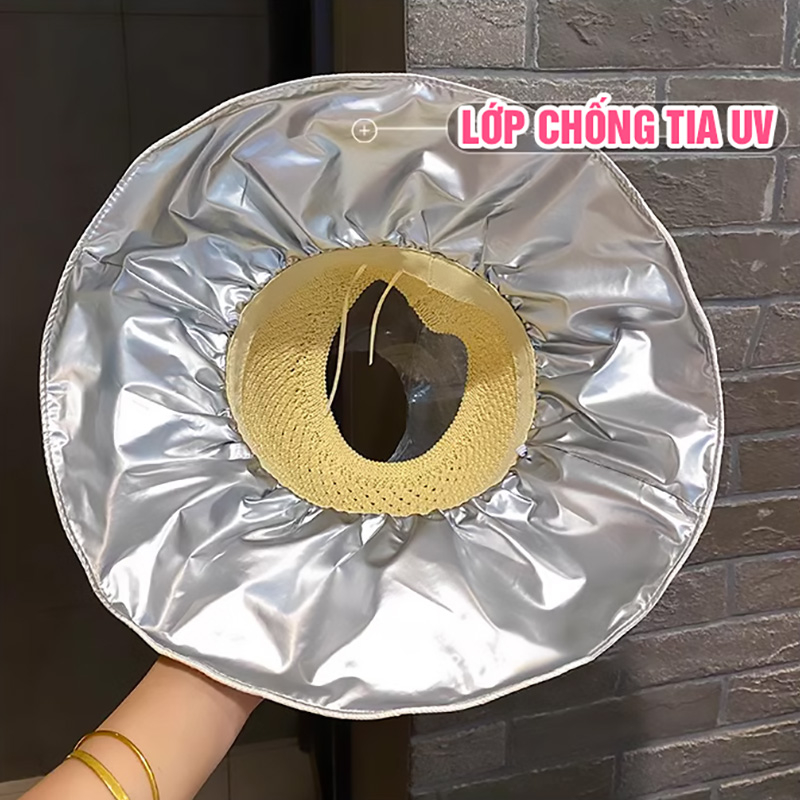 Nón Nửa Đầu Vành Rộng Chống Nắng Vân Hoa Phần Nơ Có Thể Làm Ví RQN2323
