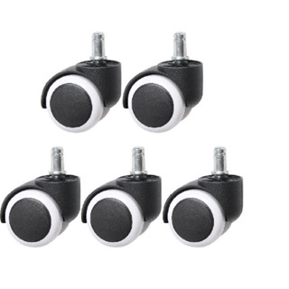 Combo 5 bánh xe ghế xoay văn phòng đường kính 50mm màu trắng và màu đen, loại cốt nhọn