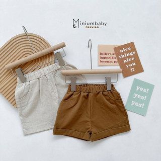 Quần cộc trơn dễ dàng mix-match, chất liệu mát mịn thoải mái cho bé trai, bebukidsstore QC1515