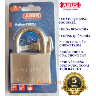 Khóa dùng ngoài trời chống gỉ sét abus marine 75ib/60 - bh 5 năm