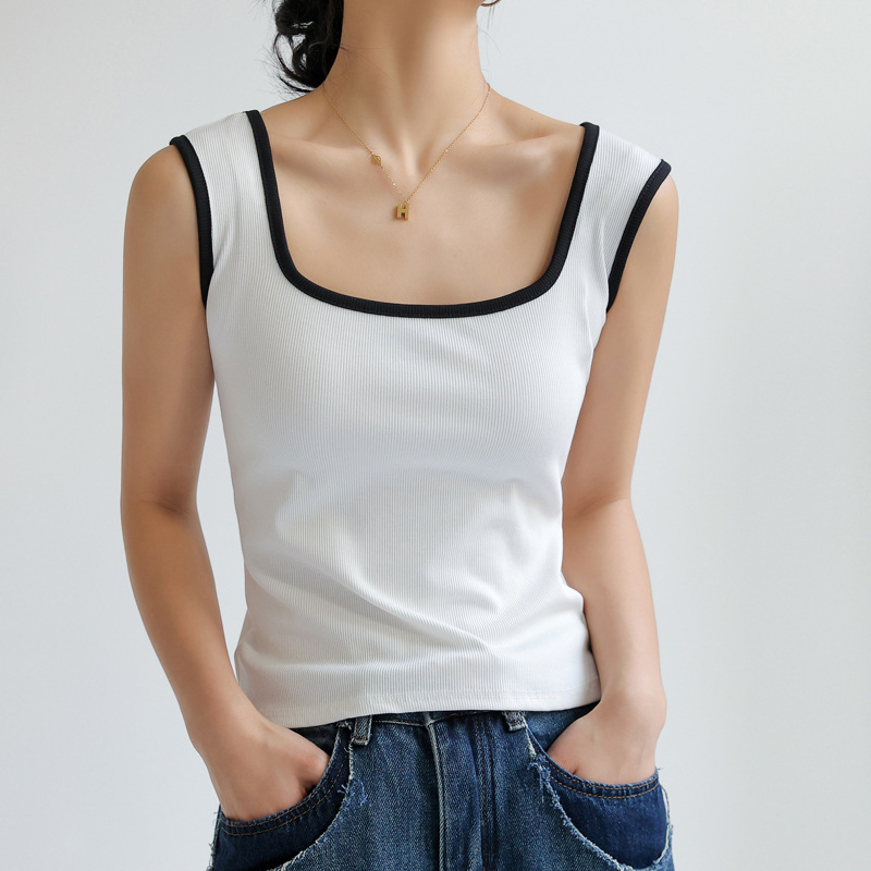 Áo ba lỗ cổ vuông bigsize chất thun cotton mềm mại _ Áo hai dây bản to form dài ôm body ACV