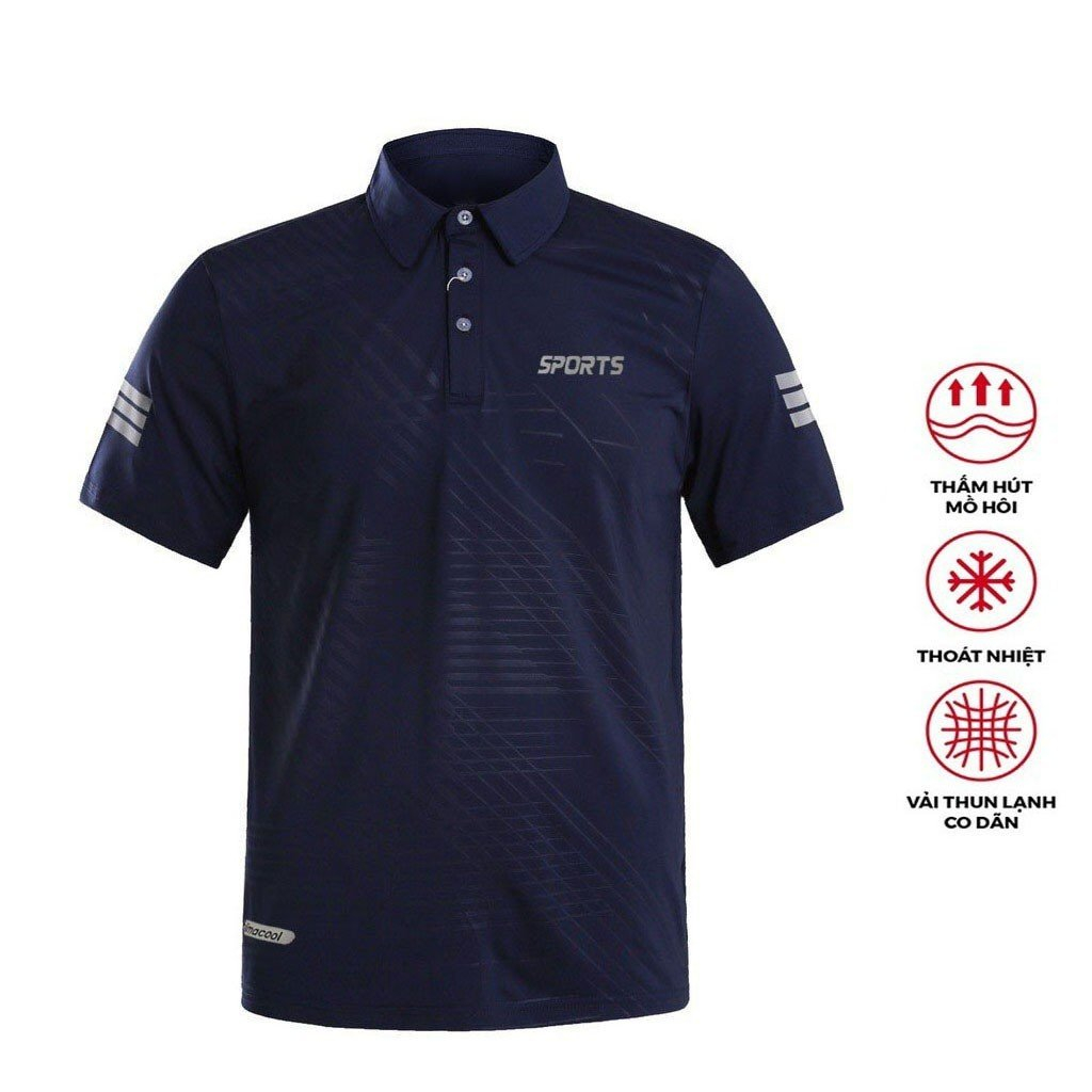 Áo thể thao Dập Vân Sport nam cổ bẻ tay ngắn vải thun lạnh co giãn