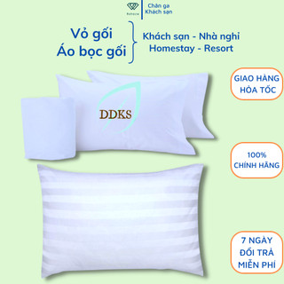 Vỏ gối trắng Riotex cho nhà nghỉ và khách sạn, áo gối vải T300 cao cấp không xù ít nhăn đủ size