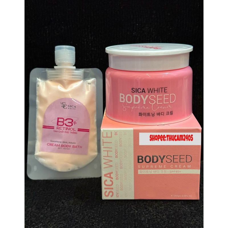 COMBO KEM BODY SICA WHITE SEED BODY MẦM - BODY CỐT BHA Dưỡng Trắng Da BODY ,CHỐNG NẮNG ,.